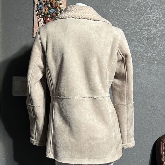 AXARA New York Women's Faux Leather Button Down Jacket, S beige color - Picture 8 of 12